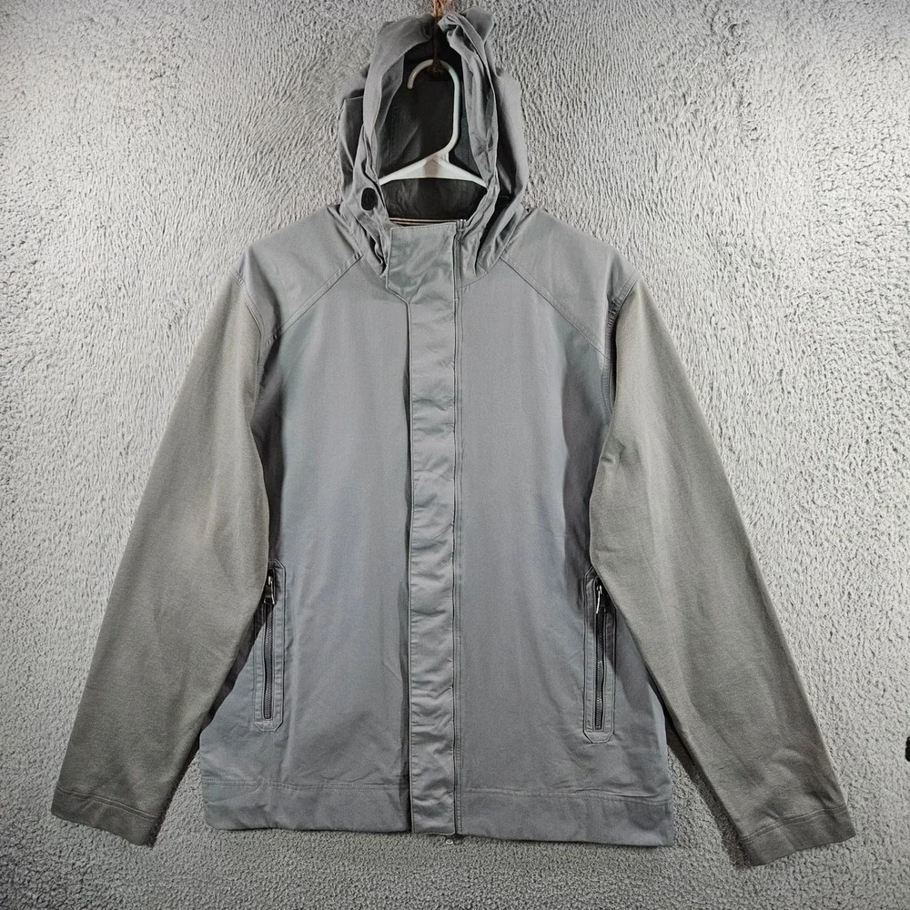 Banana Republic Mens Grey Mixed Media Hooded Full Zip Jacket Large